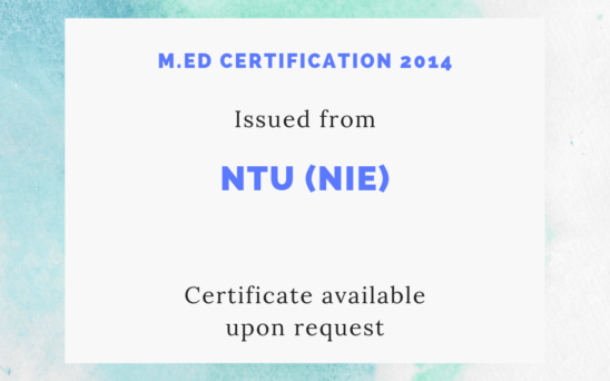 NIE - M.Ed certification 2014